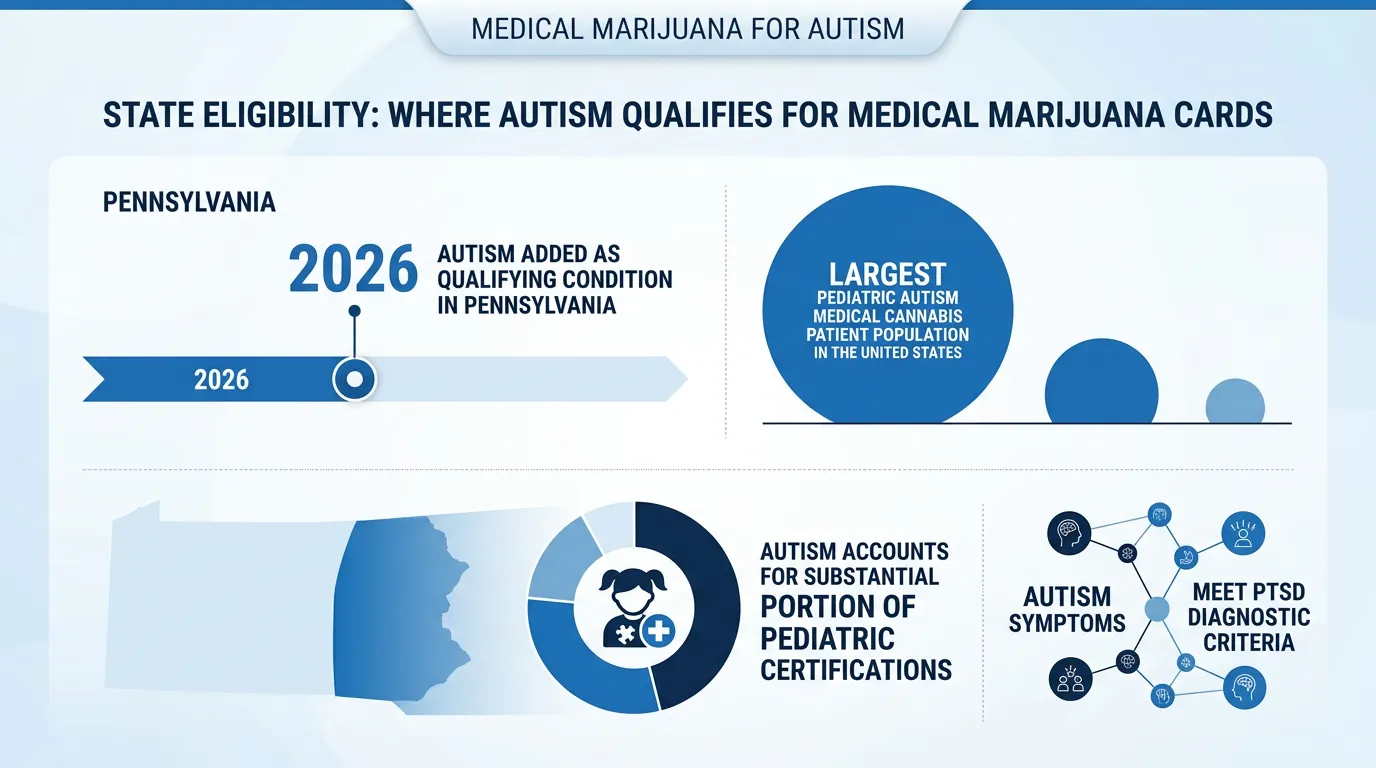 Infographic: State Eligibility: Where Autism Qualifies for Medical Marijuana Cards - Medical Marijuana for Autism | LeafyRX