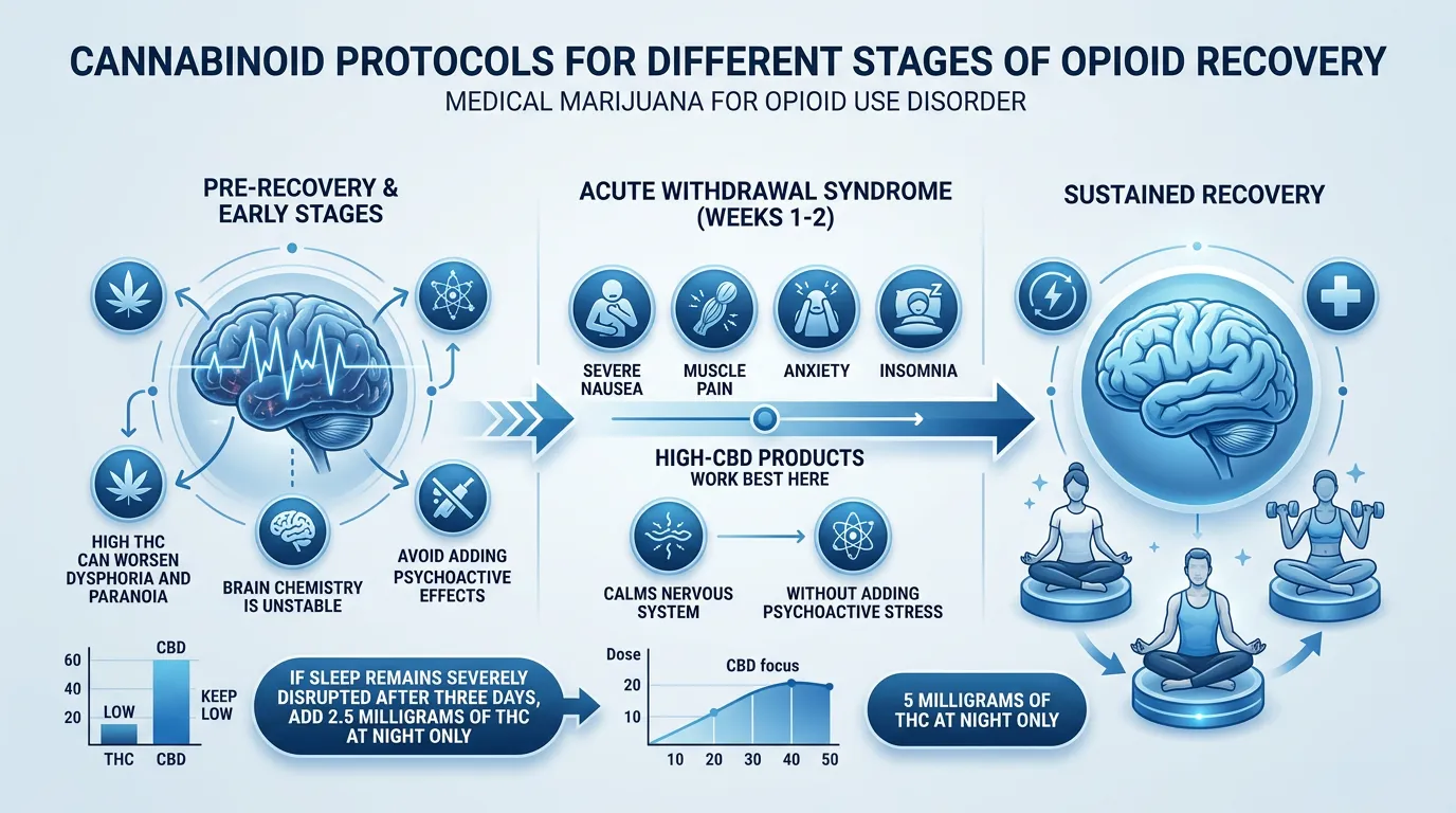 Infographic: Cannabinoid Protocols for Different Stages of Opioid Recovery - Medical Marijuana for Opioid Use Disorder