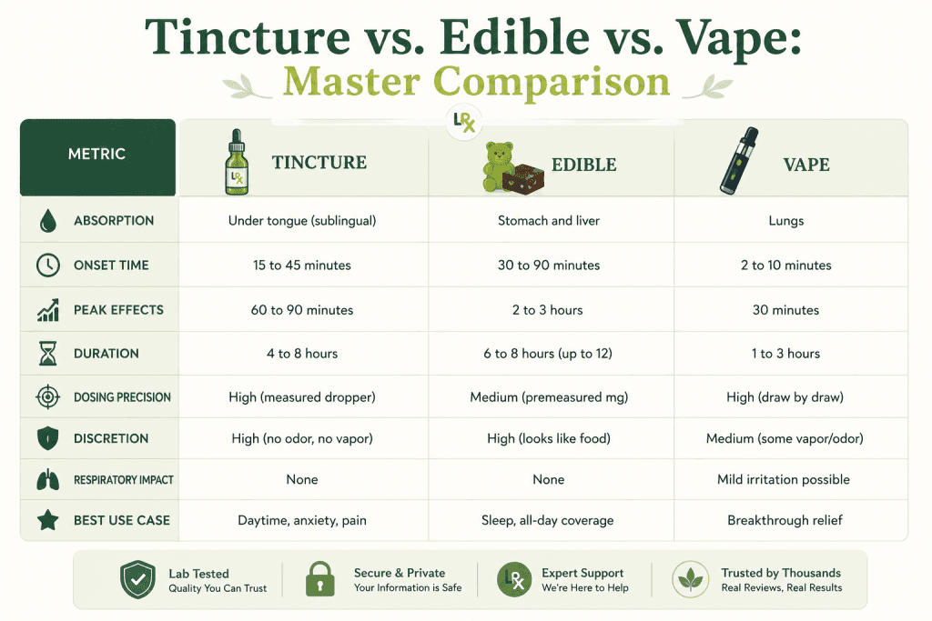 tincture vs. edible vs. vape master comparison